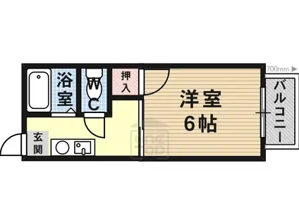 ベルメゾンⅡ(1K/3階)の間取り写真