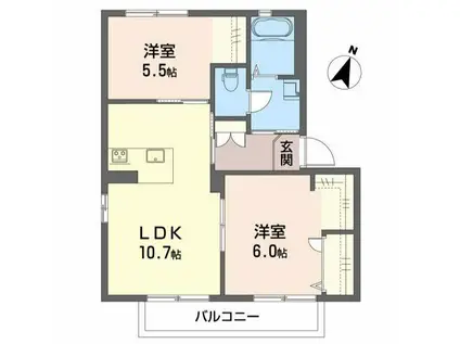 グランシード中川A(2LDK/2階)の間取り写真