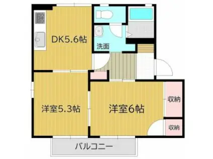 アガスティ長船C(2DK/1階)の間取り写真