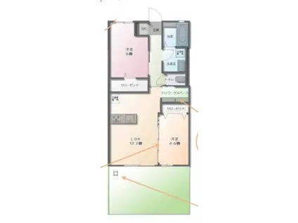 アリュール(2LDK/1階)の間取り写真