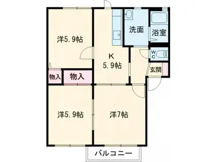 グリーンプラ―サ(3K/2階)の間取り写真