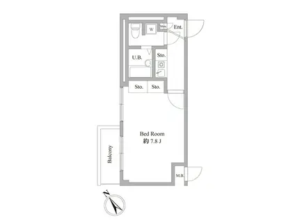 ウェルス中葛西(1K/2階)の間取り写真