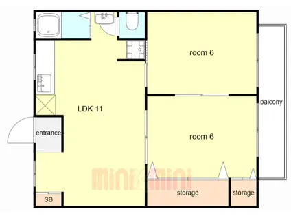 グリーンマンションI(2LDK/2階)の間取り写真