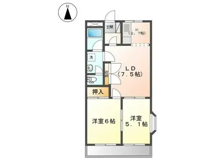 パルステージ(2LDK/2階)の間取り写真