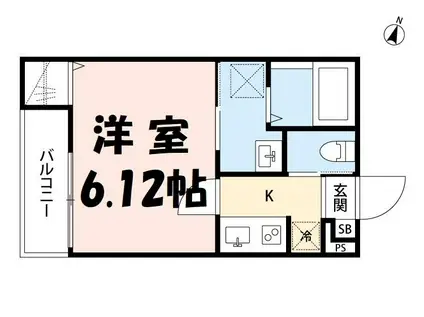 CRASTINE植竹町(1K/2階)の間取り写真