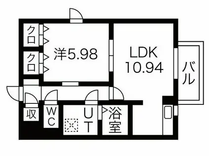スカイハイツII学園前(1LDK/1階)の間取り写真
