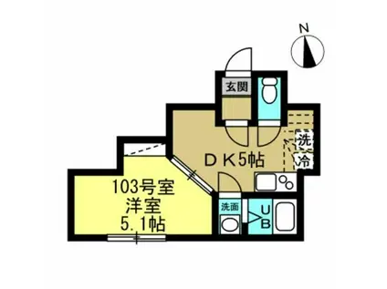 EMMA検見川(1DK/1階)の間取り写真