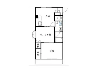 パレスジュンII(2DK/2階)の間取り写真