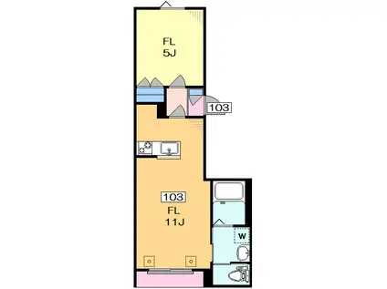 VILLA城山通(1LDK/1階)の間取り写真