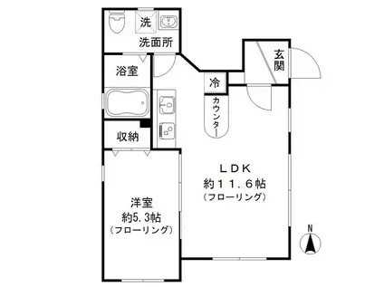 ヒルサイドコート(1LDK/1階)の間取り写真