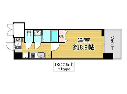 スプランディッド京橋イースト(1K/8階)の間取り写真