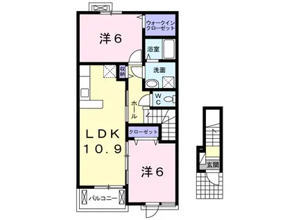 デュランタ小松(2LDK/2階)の間取り写真