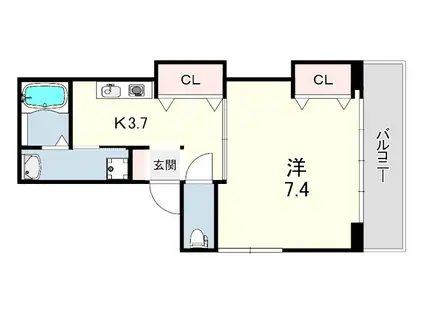 KSマンション(1K/4階)の間取り写真