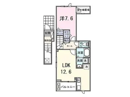 ラ・リッシュI(1LDK/2階)の間取り写真