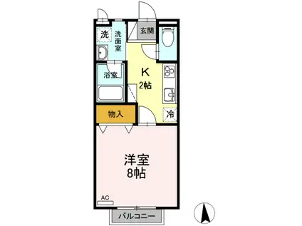 PURE WING(1K/1階)の間取り写真