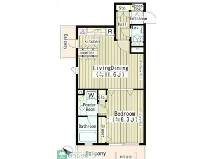 ヨークレジデンス(1LDK/1階)の間取り写真