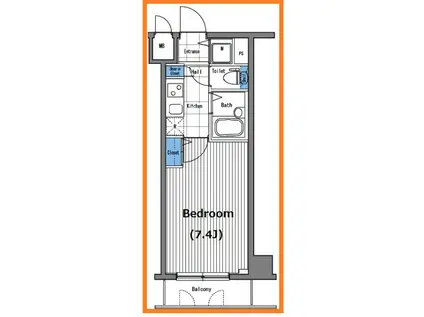 グランド・ガーラ三田(1K/6階)の間取り写真