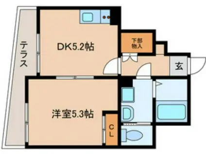 サウスONE(1DK/1階)の間取り写真