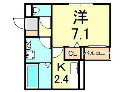 ソレイユガーデン(1K/3階)の間取り写真