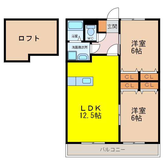 エスペランサII(2LDK/2階)の間取り写真
