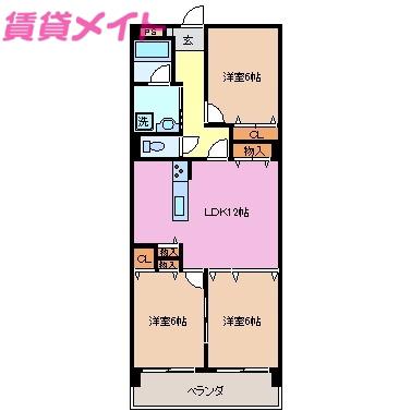 パルティール(3LDK/2階)の間取り写真