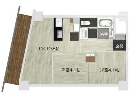 フクダ不動産八木駅前マンション(2LDK/8階)の間取り写真