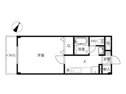 パインビレッジ(1K/3階)の間取り写真