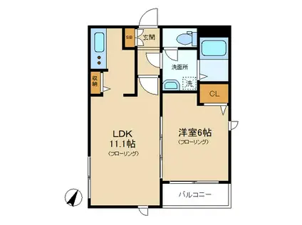 ジェンマ阿佐ヶ谷(1LDK/1階)の間取り写真