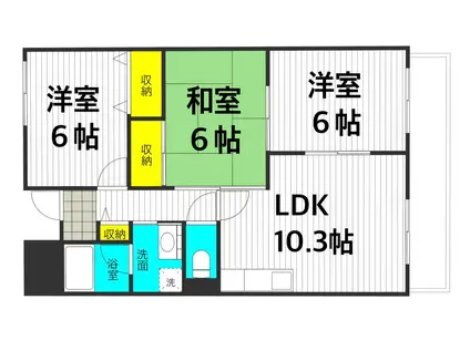 ラフィネ星田(3LDK/1階)の間取り写真