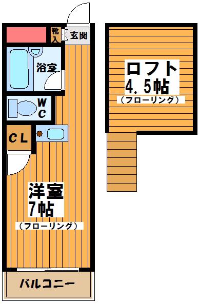 リバーグリーン(1K/2階)の間取り写真