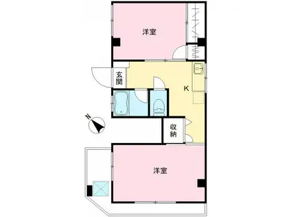 ハイツ竹井(2K/3階)の間取り写真