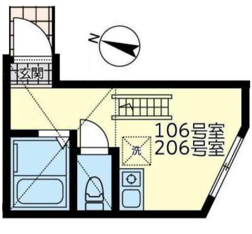 ユナイト安針ポルトスの杜(ワンルーム/2階)の間取り写真