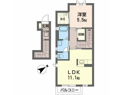 ネイビーハウス(1LDK/2階)の間取り写真