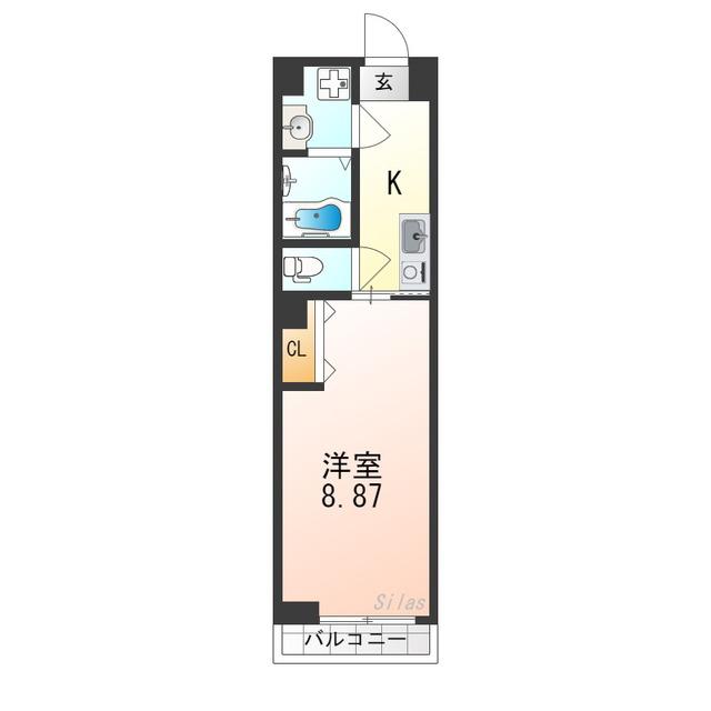 JR山陰本線 二条駅 徒歩15分 5階建 築9年(1K/5階)の間取り写真