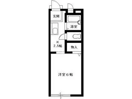ホワイトハウス(1K/1階)の間取り写真