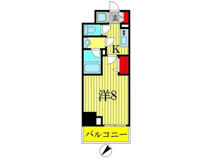 ユリカロゼ金町(1K/11階)の間取り写真