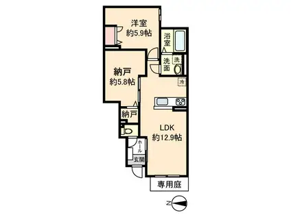 DEMEUR CRECIAII(1SLDK/1階)の間取り写真