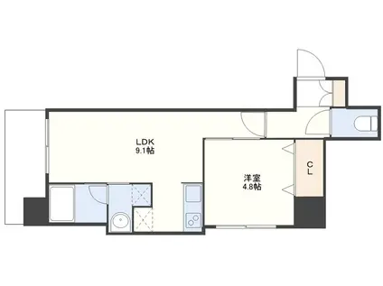 CRECIA KATSUYAMA(1LDK/8階)の間取り写真