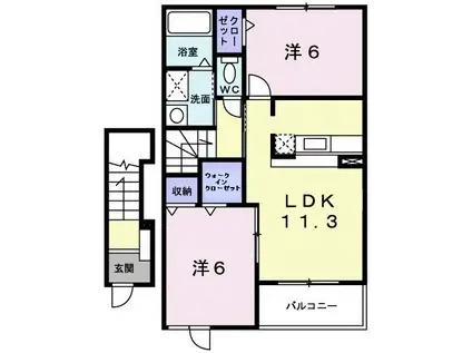 フランボワーズ(2LDK/2階)の間取り写真