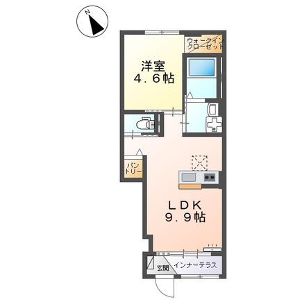 FIRST(1LDK/1階)の間取り写真