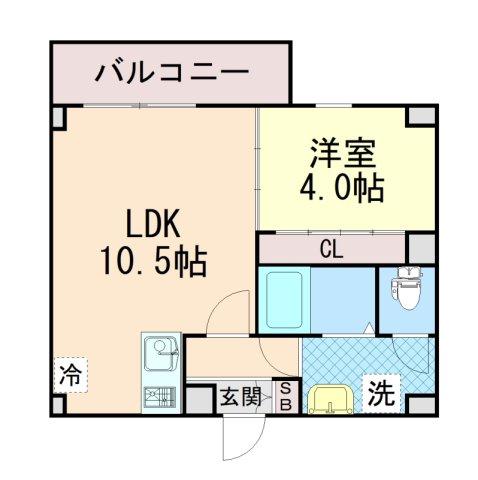 アリビラ六甲(1LDK/1階)の間取り写真