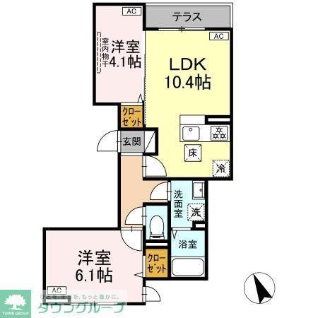 セレスティア鷺宮(2LDK/1階)の間取り写真
