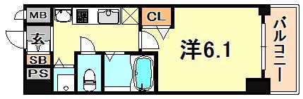 ララプレイス三宮東アスヴェル(1K/8階)の間取り写真