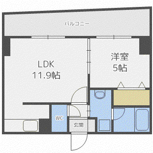 イオ南3条(1LDK/6階)の間取り写真