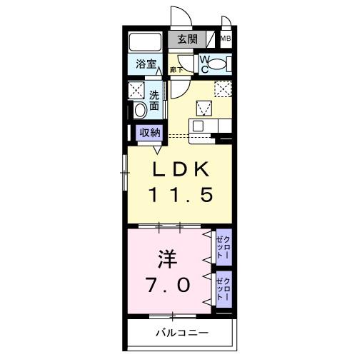 ウェスヴィラ(1LDK/1階)の間取り写真
