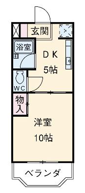 ハイライズ細島II(1DK/1階)の間取り写真