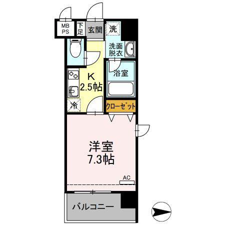 PRINCE54(1K/6階)の間取り写真