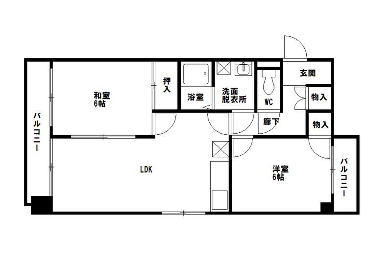 アークヴィラ大濠西(2LDK/4階)の間取り写真