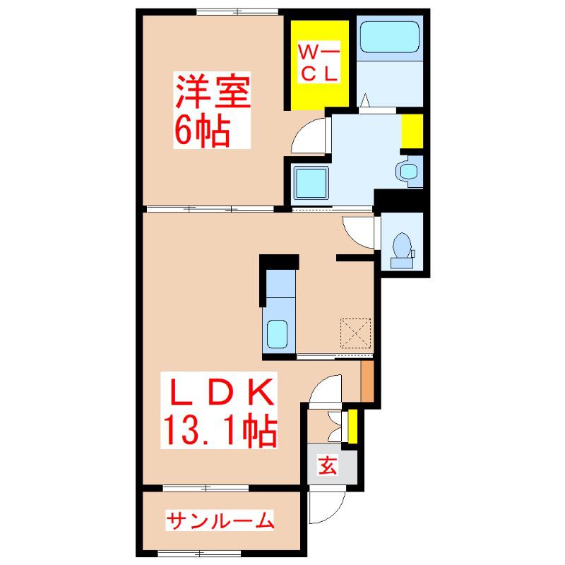 アルドール アサヒ I(1LDK/1階)の間取り写真