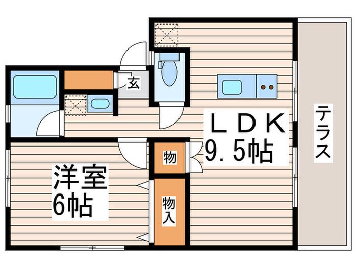 アーバン江原(1LDK/1階)の間取り写真
